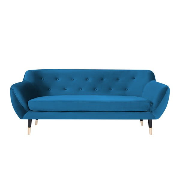 Plava sofa s crnim nogama Mazzini Sofas Amelie, 188 cm