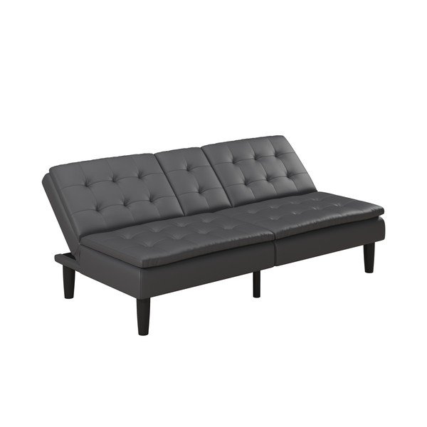 Siva sklopiva sofa od imitacije kože 191 cm Maine – Støraa-image-3