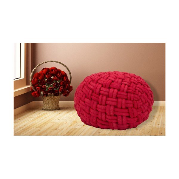Vinsko crveni pouf Mauro Ferretti Rope, ø 50 cm-image-1