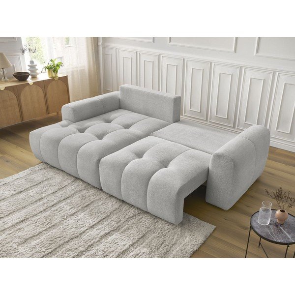 Svijetlo siva sklopiva/s prostorom za odlaganje kutna garnitura od šenila (s lijevim kutom/s ležaljkom) Roxelane – Bobochic Paris-image-4