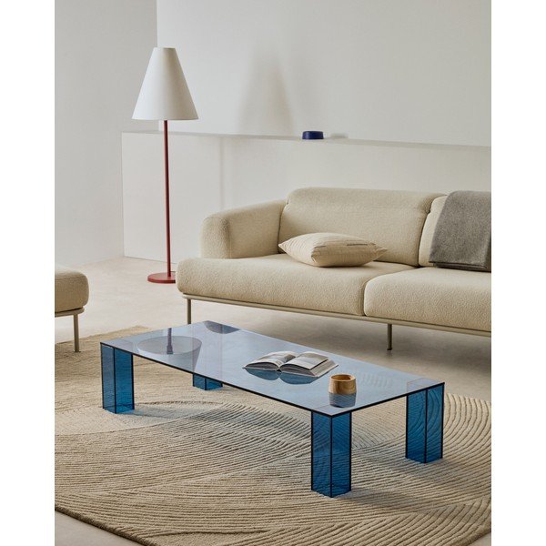 Plavi stakleni stolić za kavu 60x140 cm Adularia – Kave Home-image-2
