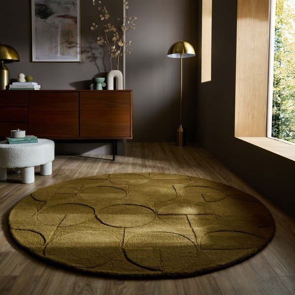 Tamno zeleni ručno rađen vunen okrugao tepih ø 160 cm Gigi – Flair Rugs-image-1