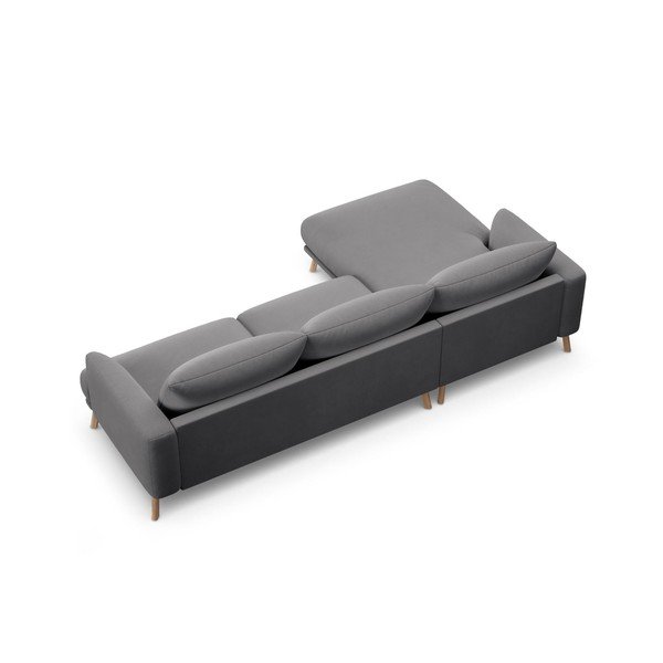 Siva baršunasta kutna garnitura (s lijevim kutom/s ležaljkom) Naomi – Micadoni -image-3