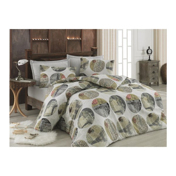 Pamučna posteljina s bračnim krevetom i 2 jastučnice Dorota, 220 x 240 cm