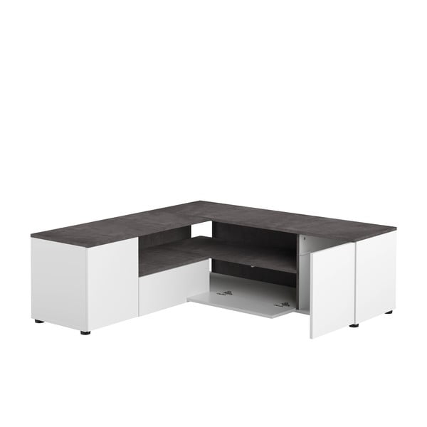 Bijela/siva TV komoda u betonskom dekoru 130x46 cm Angle – TemaHome-image-3