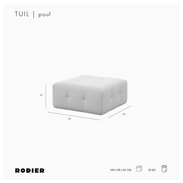 Sivi baršunast tabure Tuil – Rodier-image-4