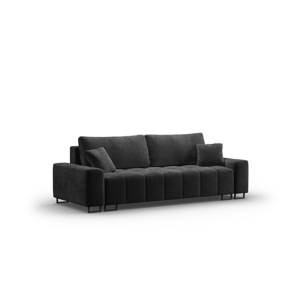 Tamno siva baršunasti sklopiva/s prostorom za odlaganje sofa 250 cm Wicklow – Cosmopolitan Design-image-2