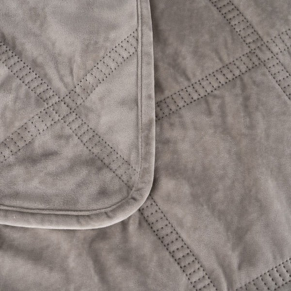 Sivi prošiven prekrivač od samta 230x260 cm – Ixia-image-1