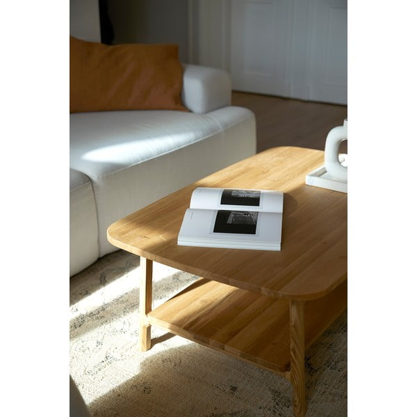 Stolić za kavu od punog hrasta u prirodnoj boji 60x100 cm Twig – The Beds-image-2