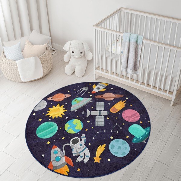 Tamno plavi periv dječji tepih za igru ø120 cm Into The Space – Mila Home-image-2