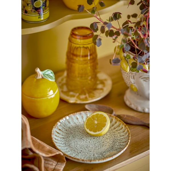 Plavi/bež tanjur za serviranje od kamenine ø 17 cm Fleur – Bloomingville-image-1