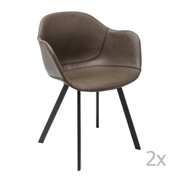 Set od 2 smeđe stolice s nogama od metala Kare Design