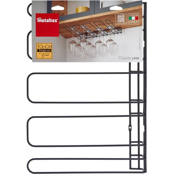 Crni zidni držač za vinske čaše Metaltex Wine Glass-image-4