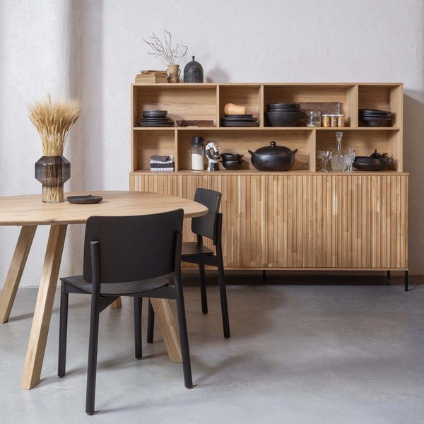 Biblioteka u dekoru hrasta u prirodnoj boji 200x150x44 cm Gravure – WOOOD-image-1