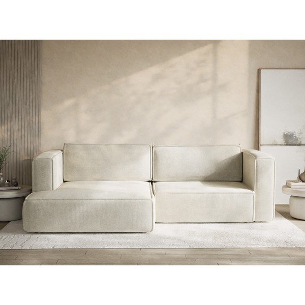 Krem sklopiva/s prostorom za odlaganje kutna garnitura od šenila (s lijevim kutom/s ležaljkom) Velto – Maison de Rêve-image-1