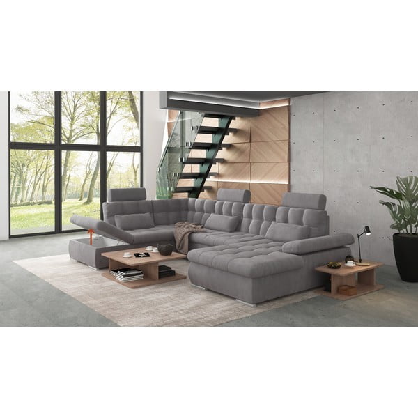 Siva sklopiva/s prostorom za odlaganje kutna garnitura (s lijevim kutom/u obliku slova "U") Merkur – Ropez-image-4