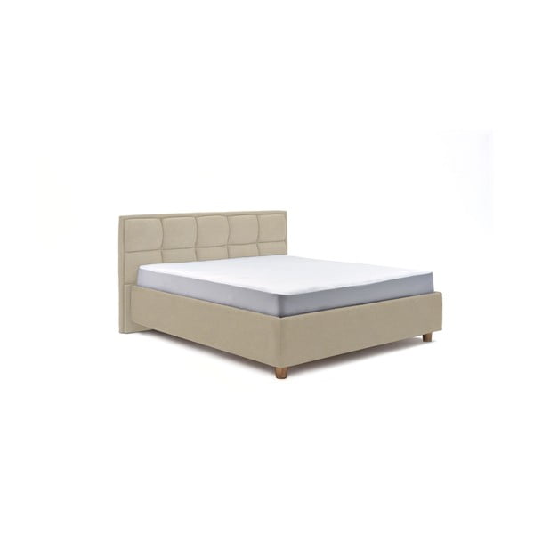 Bež bračni krevet s prostorom za odlaganje ProSpánek Karme, 160 x 200 cm
