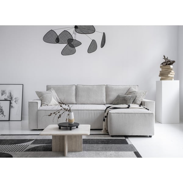 Bijela sklopiva kutna garnitura od samta (promjenjiva) Brave Dave – Miuform-image-1