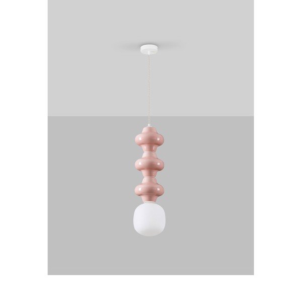 Bijela/svijetlo ružičasta viseća svjetiljka keramička sa staklenim sjenilom ø 18 cm Clio – Nova Luce-image-4