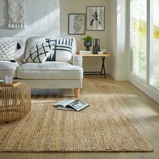 Ručno rađen tepih od kenafa u prirodnoj boji 120x170 cm Drew Stripe – Flair Rugs