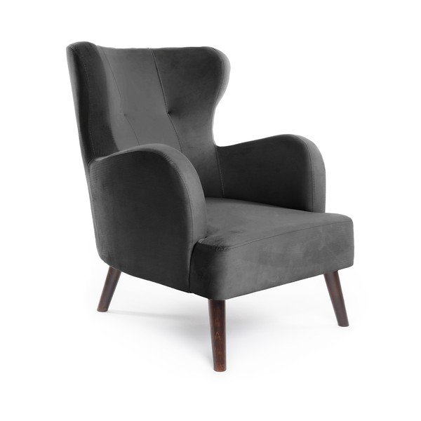 Tamno siva baršunasti wing fotelja Noemye – Bonami Selection