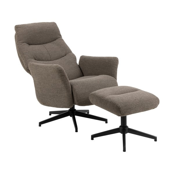 Siva/smeđa fotelja za opuštanje od bouclé tkanine London – Actona-image-3