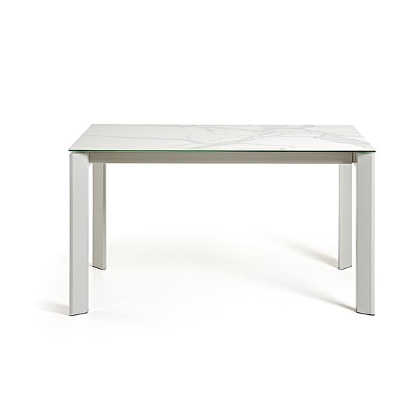 Bijelo-sivi blagovaonski stol na razvlačenje Kave Home Atta, 140 x 90 cm