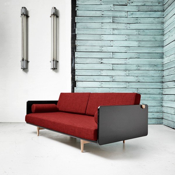 Sofa na razvlačenje Karup Deva Black / Raw Oak / Passion Red-image-1