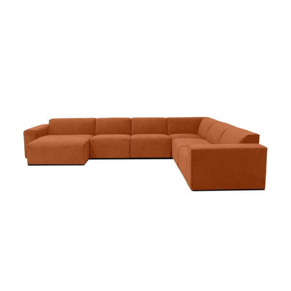 Narančasta baršunasta modularna sofa u obliku slova U Scandic Sting, lijevi kut