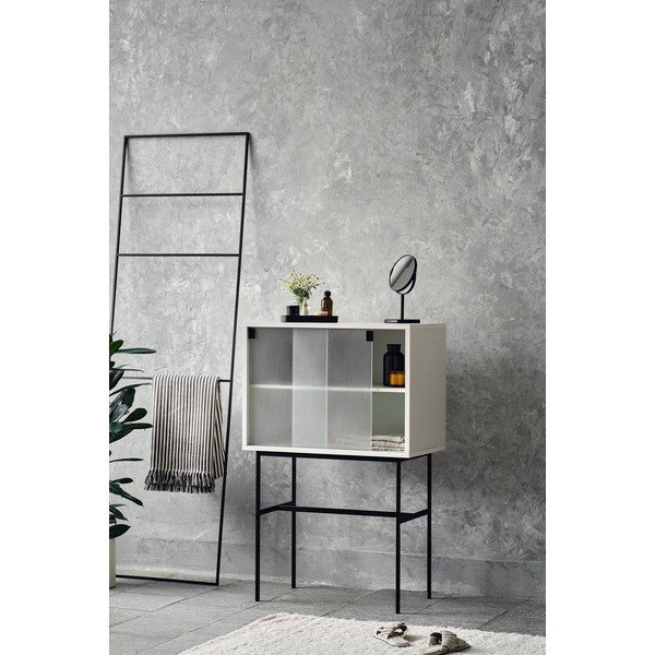 Sivo-bež vitrina s kliznim vratima 70x109x40 cm Lekko – noo.ma-image-1