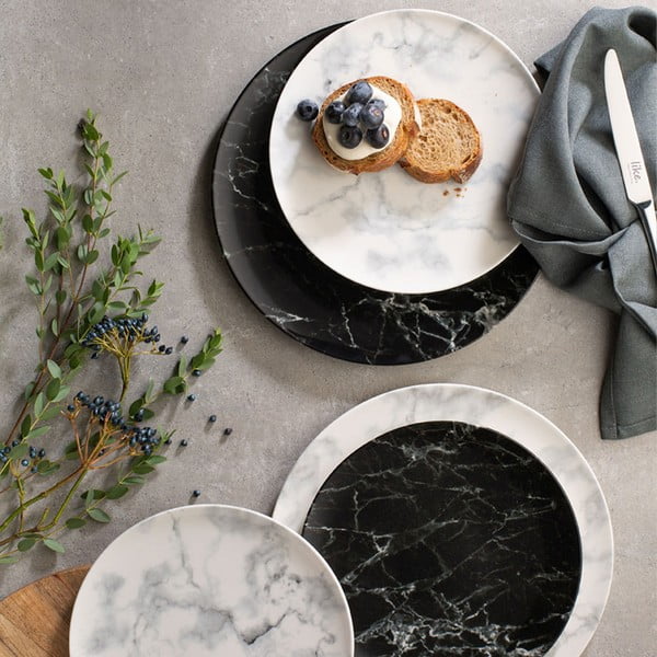 Crno-bijeli porculanski tanjur Villeroy & Boch Marmory, ø 27 cm-image-2