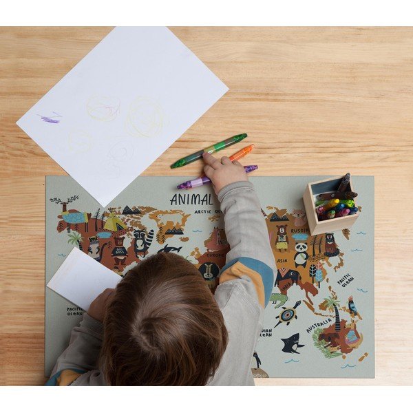 Podloga za stol Really Nice Things Animals Worldmap, 55 x 35 cm-image-1