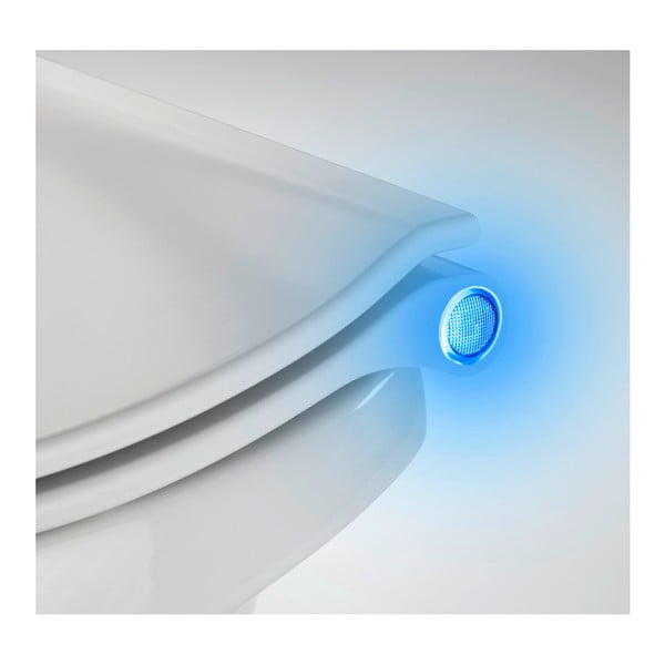 Bijelo WC sjedalo sa LED svjetlima i jednostavnim zatvaranjem Wenkoo Gubbio, 44 x 36,8 cm-image-1