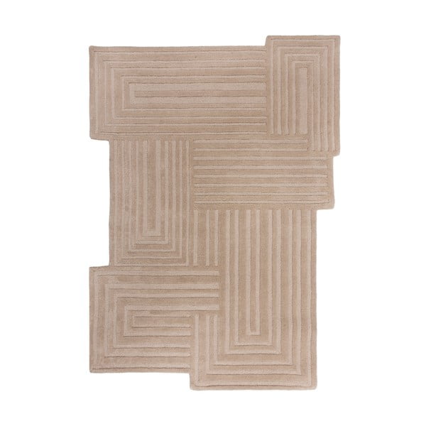 Bež ručno rađen vunen tepih 160x230 cm Zen Rectangles – Flair Rugs