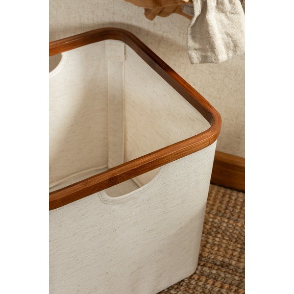 Krem tekstilna kutija za pohranu 30x30x30 cm Bamboo/Linen Cube – Bigso-image-4