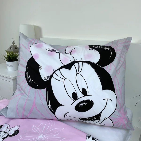 Ružičasta/siva pamučna dječja posteljina za krevet za jednu osobu 140x200 cm Minnie Beautiful – Jerry Fabrics-image-3
