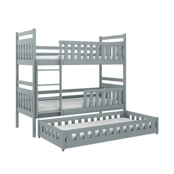 Sivi dječji krevet od borovine na kat 80x200 cm Oliwia - Lano Meble