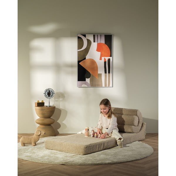 Svjetlo smeđa dječja fotelja od bouclé tkanine Flipster – Wigiwama-image-1