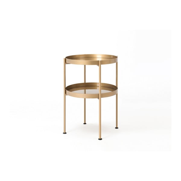 Praktičan čelični stolić za kavu s policom u zlatu Custom Form Hanna, ⌀ 40 cm