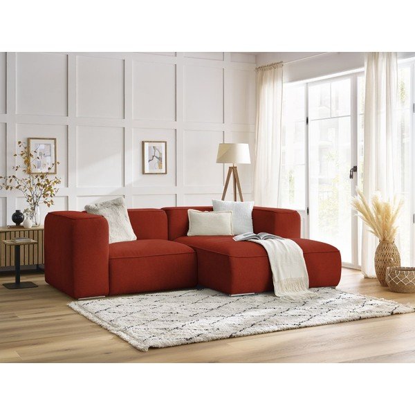 Ciglasta kutna garnitura od bouclé tkanine (s desnim kutom) Zephyr – Bobochic Paris-image-1