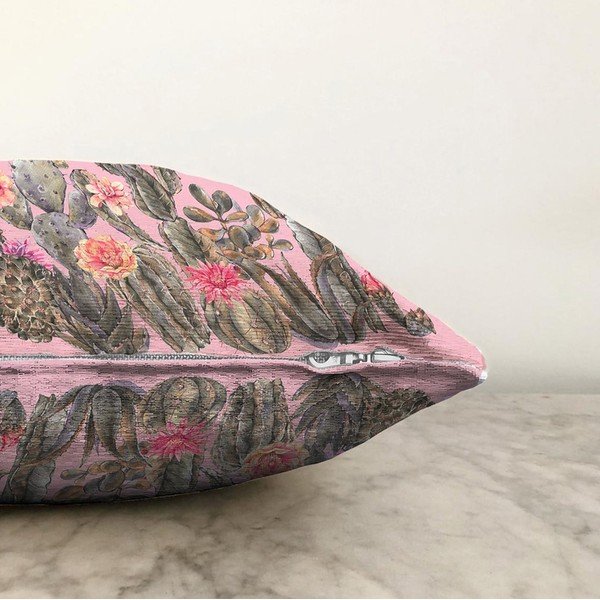 Ružičasta jastučnica s udjelom pamuka Minimalist Cushion Covers Blooming Cactus, 55 x 55 cm-image-1