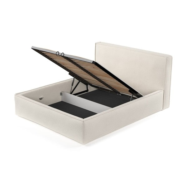 Bež tapecirani bračni krevet s prostorom za odlaganje s podnicom 160x200 cm Lounge L – Maison de Rêve-image-4