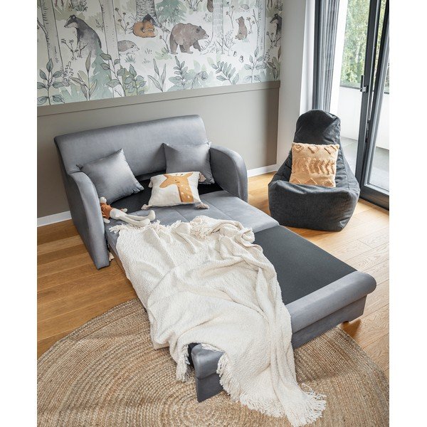 Svijetlo siva baršunasti sklopiva sofa 130 cm Ario – ELTAP-image-2