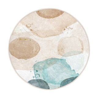 Plavi/bež perivi okrugao tepih ø 150 cm Puddle – Mila Home