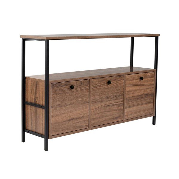 Pomoćni stol u dekoru oraha u tamnoj prirodnoj boji 29,5x120 cm Solace – Kalune Design-image-2