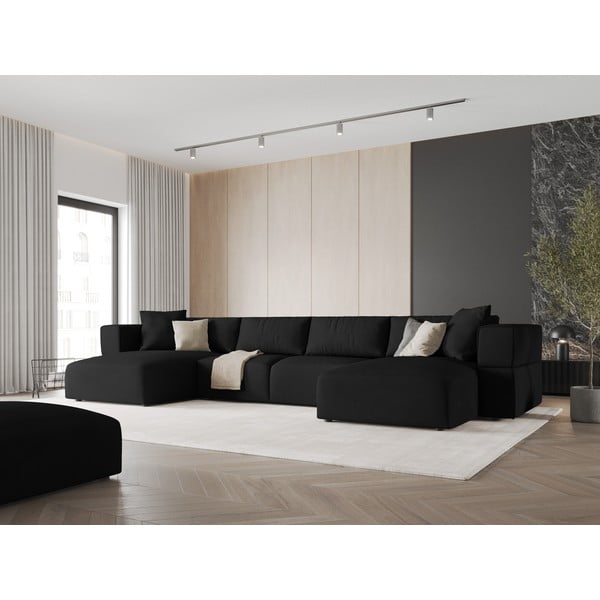 Crna kutna garnitura (u obliku slova "U") Esther – Milo Casa-image-1