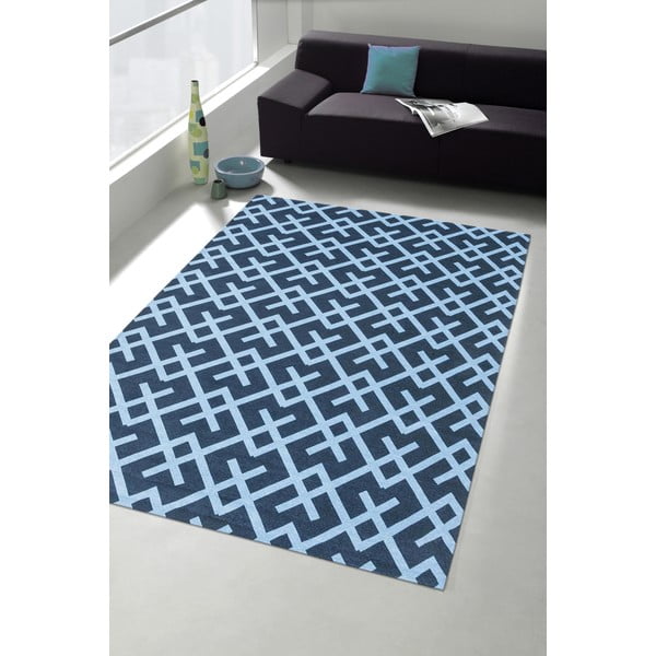 Vrlo izdržljiv kuhinjski tepih Webtappeti Labyrinth Blue, 80 x 130 cm