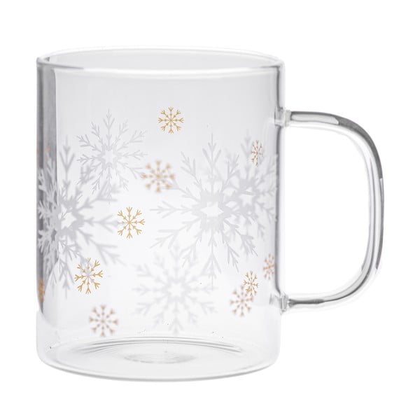Staklena šalica s božićnim motivom 410 ml Frosty Flakes – Dakls