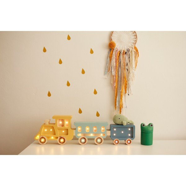 Žuto-plava stolna lampa od borovine Little Lights Train, dužina 58 cm-image-1