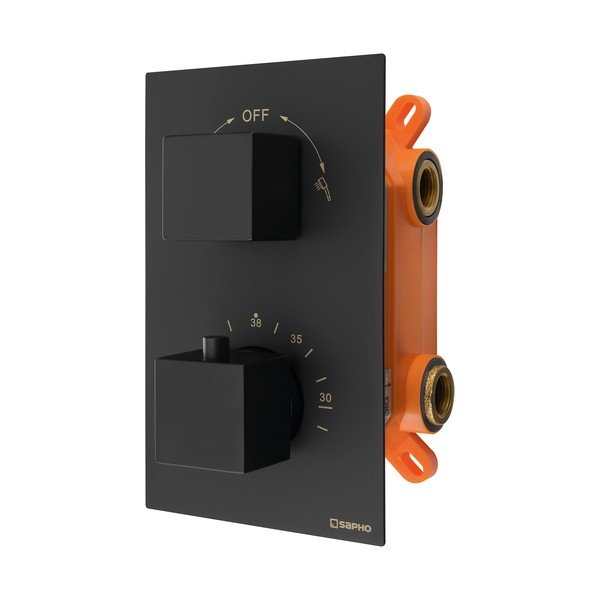 Mat crna ugrađena slavina za tuš (s 2 izlaza) Latus – Sapho